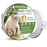 Wansiven Collar Antipulgas para Gatos, 48cm Ajustable Collar Antipulgas, Repele Eficazmente Piojos, Pulgas, Parásitos, Adecuado para Gatitos, Gatos Medianos y...