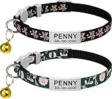 TagME Collar de Gato Personalizado, con Placa de Identificación Personalizable y Hebilla de Liberación Rápida, Collar de Gato Ajustable, Apto para Gatos y...